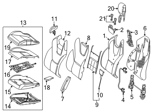 Seat Back Cover Diagram for 172-910-37-04-3D94