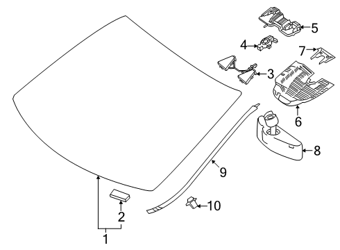 2020 Mercedes-Benz A35 AMG Windshield Glass Diagram