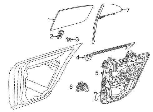 2022 Mercedes-Benz CLS450 Front Door Glass & Hardware Diagram 2