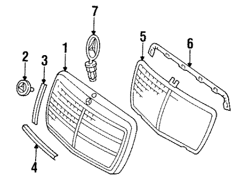 1992 Mercedes-Benz 300E Grille & Components Diagram