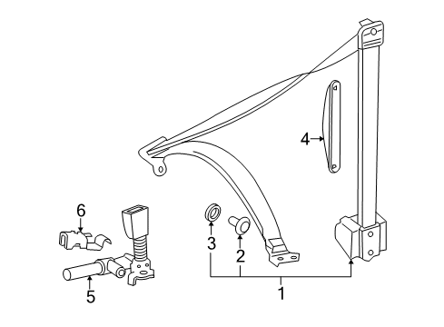 2005 Mercedes-Benz C230 Rear Seat Belts Diagram 1