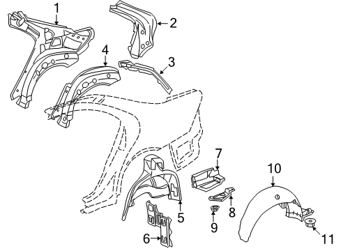 2004 Mercedes-Benz S430 Inner Structure - Quarter Panel Diagram