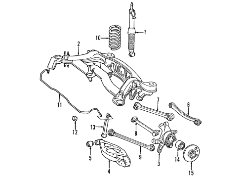 1999 Mercedes-Benz SL500 Rear Suspension Components, Lower Control Arm, Upper Control Arm, Ride Control, Stabilizer Bar, Torque Arm, Shocks & Components