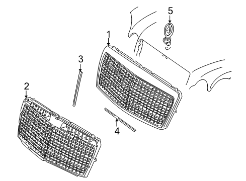 1997 Mercedes-Benz E320 Grille & Components Diagram