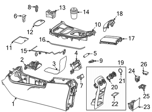 2023 Mercedes-Benz GLB35 AMG Center Console Diagram 1