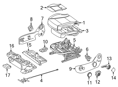 2017 Mercedes-Benz Metris Passenger Seat Components Diagram 2