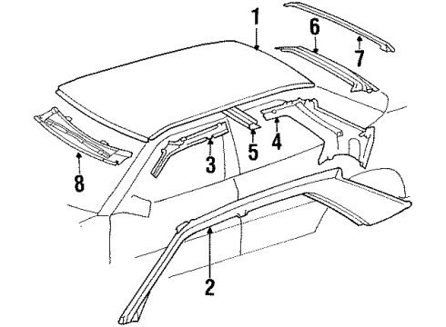 1993 Mercedes-Benz 300E Roof & Components Diagram