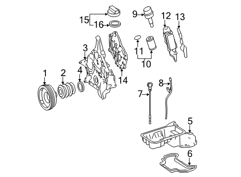 2012 Mercedes-Benz SL550 Engine Parts & Mounts, Timing, Lubrication System Diagram 1