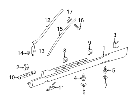 2011 Mercedes-Benz E550 Exterior Trim - Pillars, Rocker & Floor Diagram 1