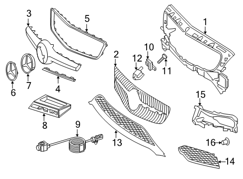 2015 Mercedes-Benz CLS63 AMG S Grille & Components Diagram