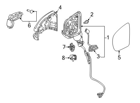 2019 Mercedes-Benz E450 Outside Mirrors Diagram 1