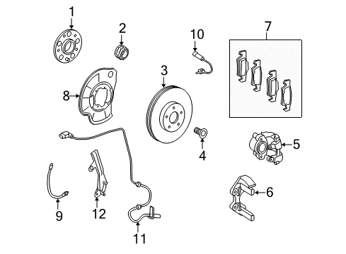 2007 Mercedes-Benz CL550 Brake Components, Brakes Diagram 2