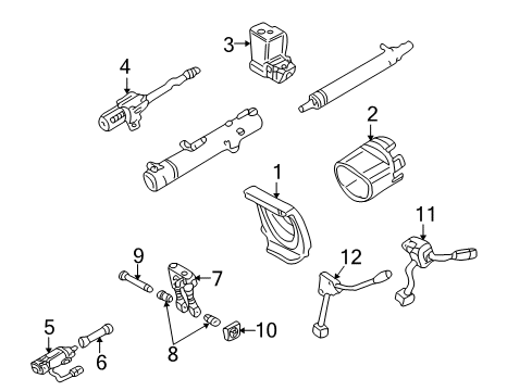 2002 Mercedes-Benz E430 Shroud, Switches & Levers Diagram