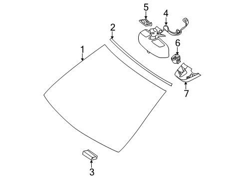 2012 Mercedes-Benz C350 Windshield Glass Diagram 1