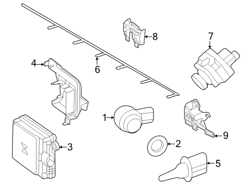 2022 Mercedes-Benz EQB 350 Electrical Components - Front Bumper Diagram 1