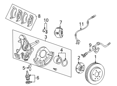 2003 Mercedes-Benz ML55 AMG Front Brakes Diagram