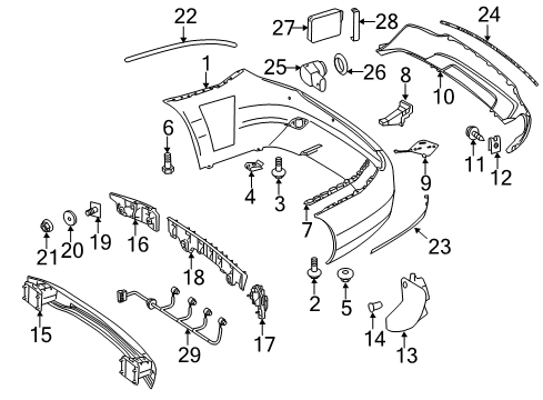 2012 Mercedes-Benz C350 Rear Bumper Diagram 1