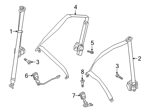 2019 Mercedes-Benz G550 Seat Belt, Body Diagram 2