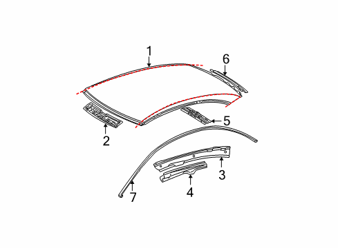 2005 Mercedes-Benz S55 AMG Roof & Components Diagram