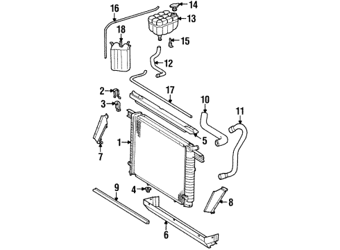 1990 Mercedes-Benz 500SL Radiator & Components Diagram