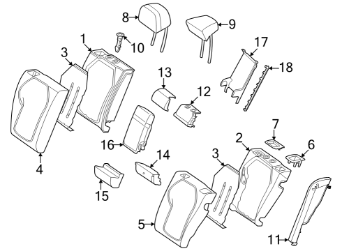 2023 Mercedes-Benz EQE 350+ SUV Rear Seat Components Diagram 1