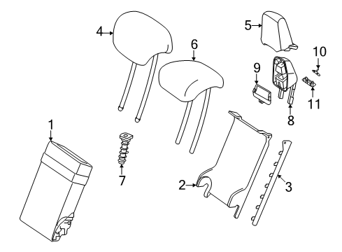 2022 Mercedes-Benz CLA45 AMG Rear Seat Components Diagram 1