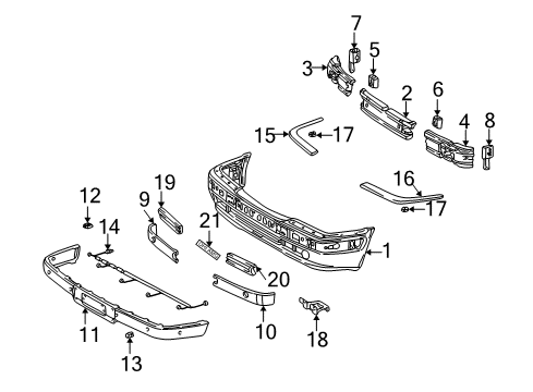 1999 Mercedes-Benz E430 Front Bumper Diagram 1