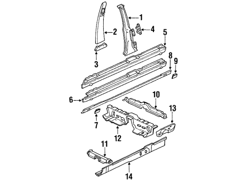 1991 Mercedes-Benz 350SD Center Pillar & Rocker Diagram