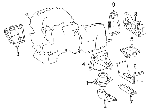 2007 Mercedes-Benz R350 Engine & Trans Mounting Diagram