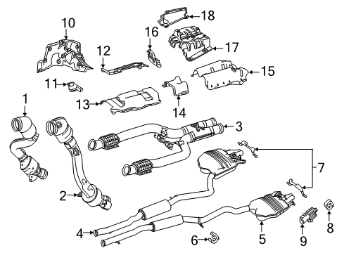 Muffler & Pipe Diagram for 222-490-22-21