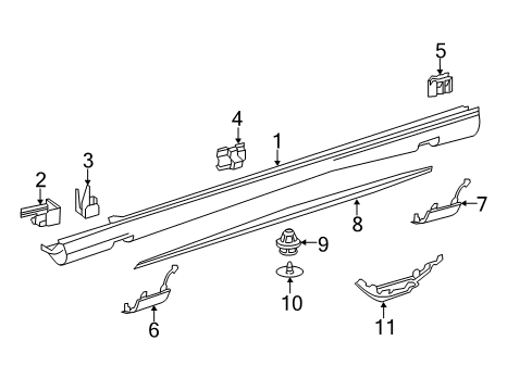 Rocker Molding Rear Bracket Diagram for 212-698-02-14