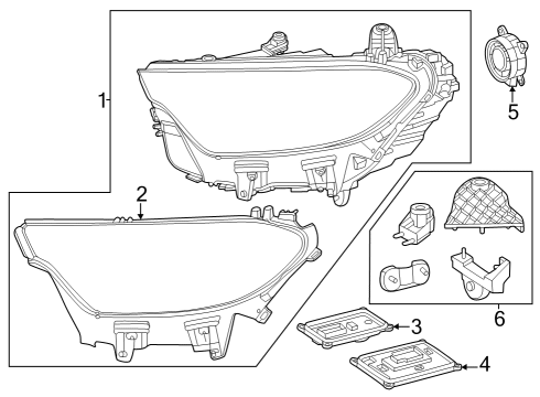 Headlamp Assembly Seal Diagram for 254-826-01-00-64