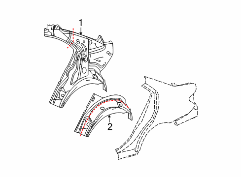 2012 Mercedes-Benz C250 Inner Structure - Quarter Panel Diagram 2