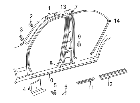 1997 Mercedes-Benz E300 Interior Trim - Pillars, Rocker & Floor Diagram