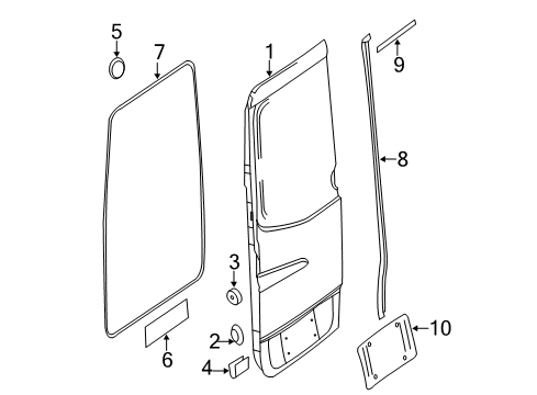 2012 Mercedes-Benz Sprinter 3500 Rear Loading Door - Door & Components Diagram