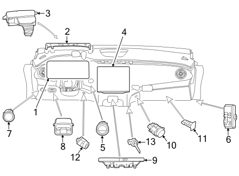 2024 Mercedes-Benz EQS 450+ SUV Cluster & Switches, Instrument Panel Diagram 2