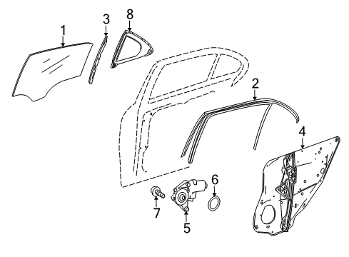 2016 Mercedes-Benz E63 AMG S Rear Door - Glass & Hardware Diagram 1