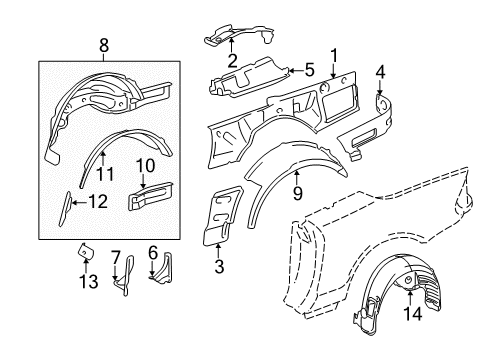 2011 Mercedes-Benz SL63 AMG Inner Structure - Quarter Panel