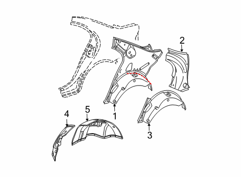 2009 Mercedes-Benz E350 Inner Structure - Quarter Panel Diagram 1