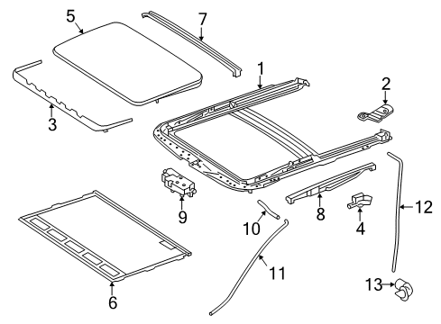 2013 Mercedes-Benz GL450 Sunroof - Body & Hardware Diagram 1