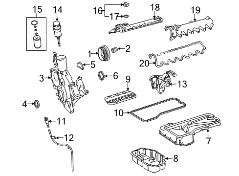 2003 Mercedes-Benz CL600 Engine Parts & Mounts, Timing, Lubrication System Diagram 1