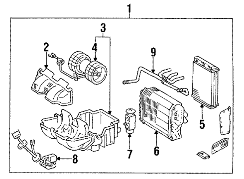 1995 Mercedes-Benz E320 A/C Evaporator & Heater Components Diagram 3