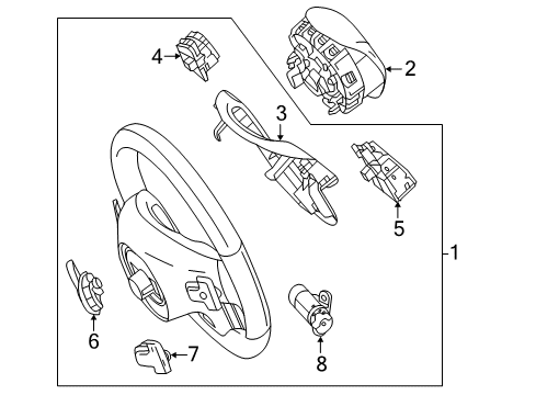 Steering Wheel Diagram for 166-460-01-18-8P18