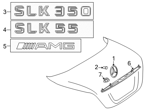 2011 Mercedes-Benz SLK350 Exterior Trim - Trunk Lid Diagram