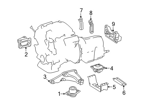 2006 Mercedes-Benz R500 Engine & Trans Mounting Diagram