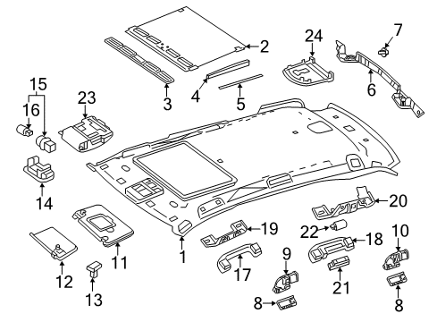 Headliner Diagram for 166-690-17-50-7L34