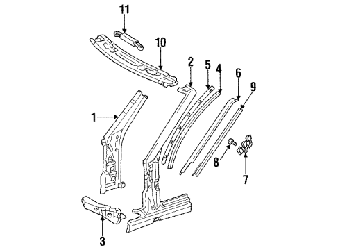 1993 Mercedes-Benz 300CE Hinge Pillar Diagram 1