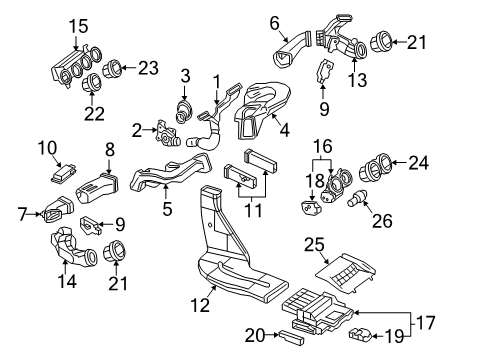 Air Outlet Diagram for 222-831-10-00-9051