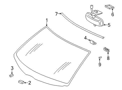 1997 Mercedes-Benz E320 Windshield Glass, Reveal Moldings