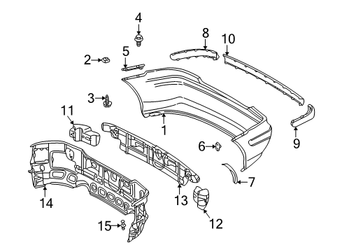 2002 Mercedes-Benz SLK320 Rear Bumper Diagram 1